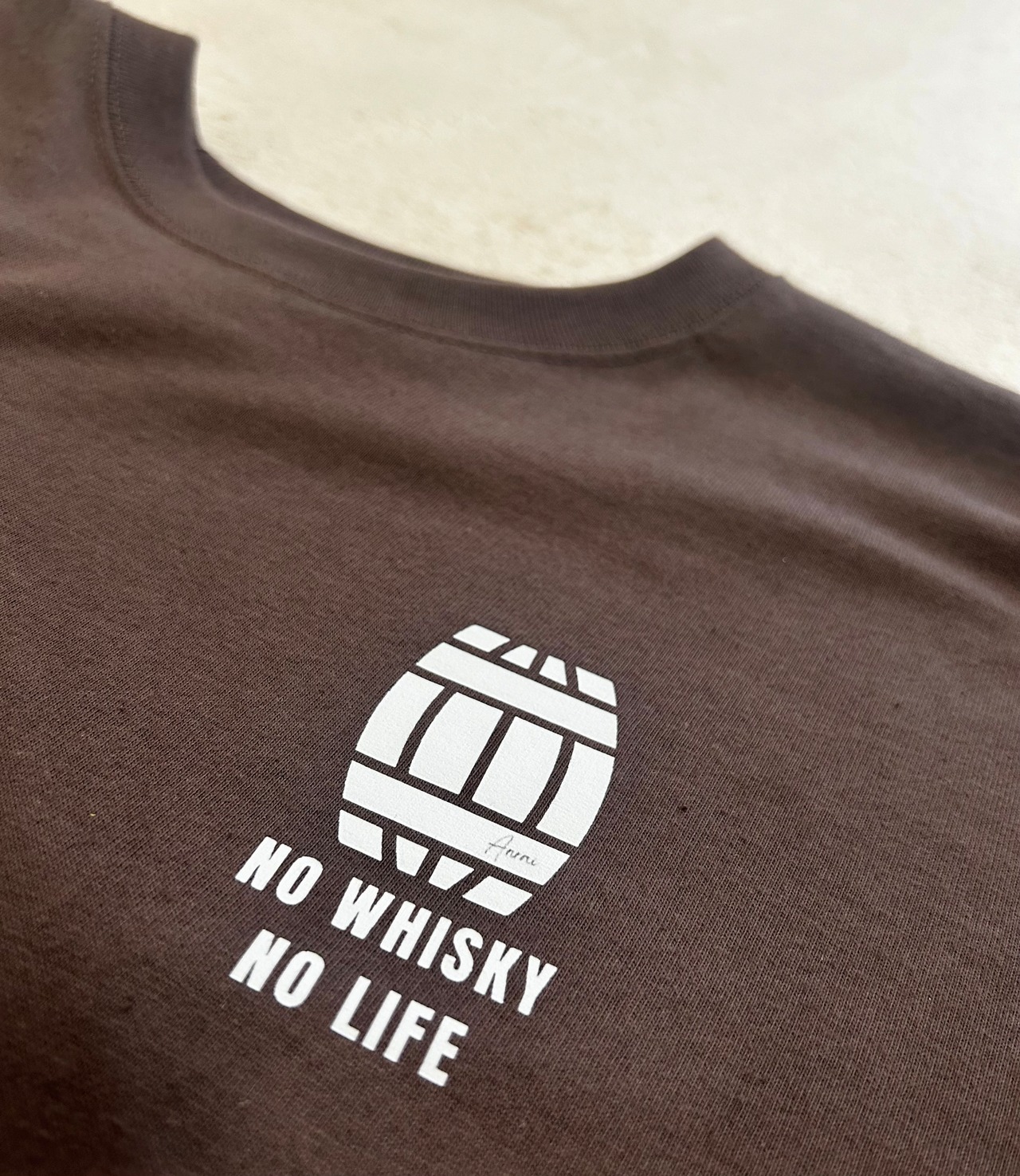 【数量限定】ワンポイント樽ロゴTシャツ【ライボリー(チャコール)】