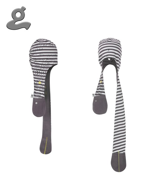 GRAPE Code Print Striped Hooded Scarf Hat