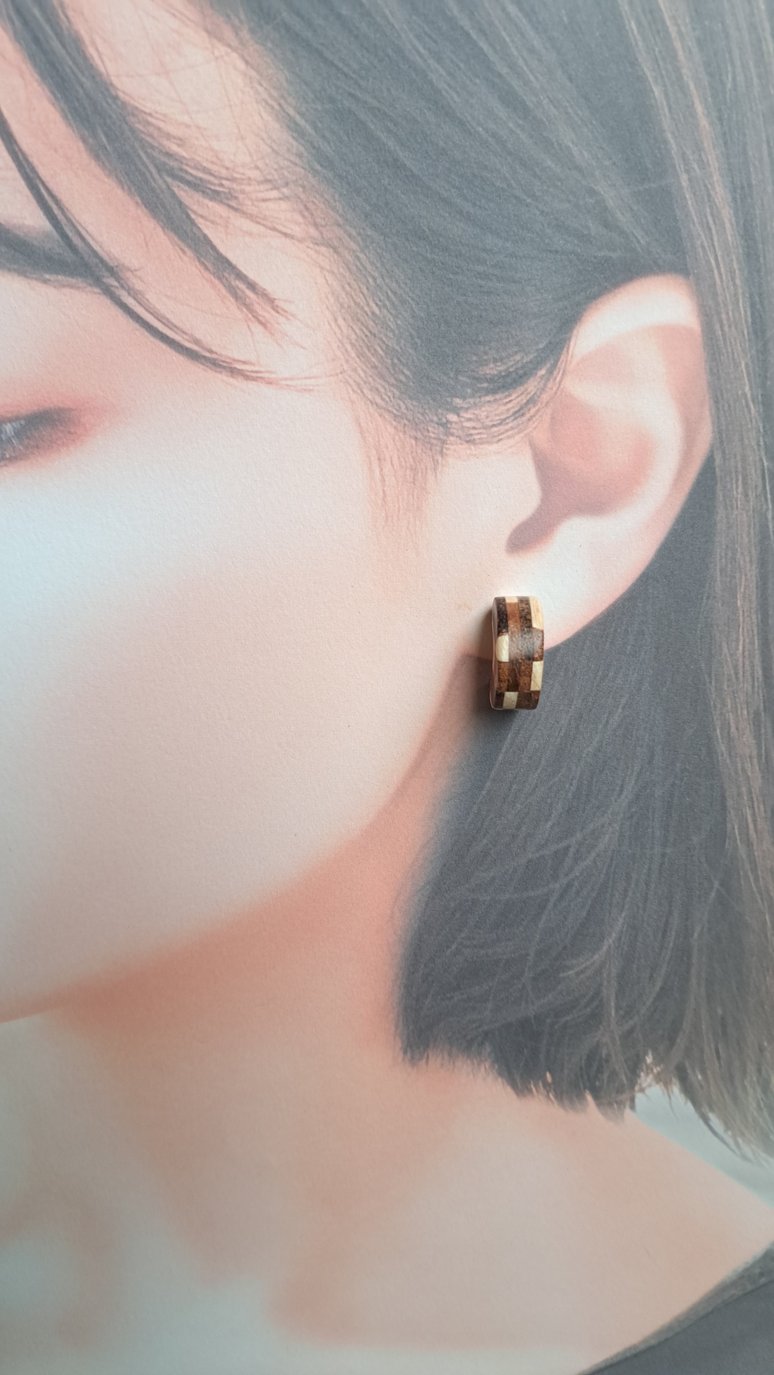 061・085・088・104・106・113 寄木月型ピアス | mo.ku.me.no.