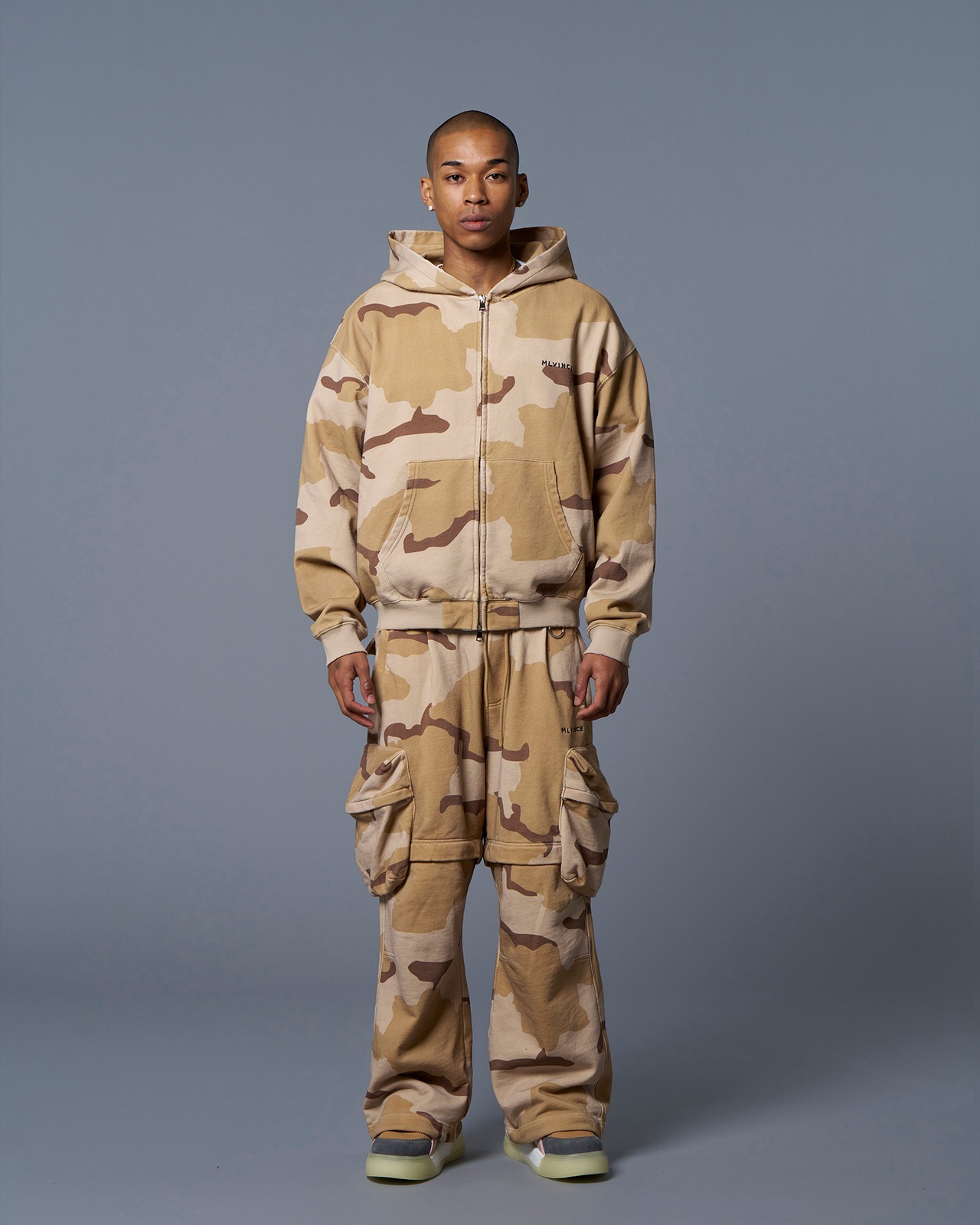 MLVINCE / classic logo zip up hoodie desert