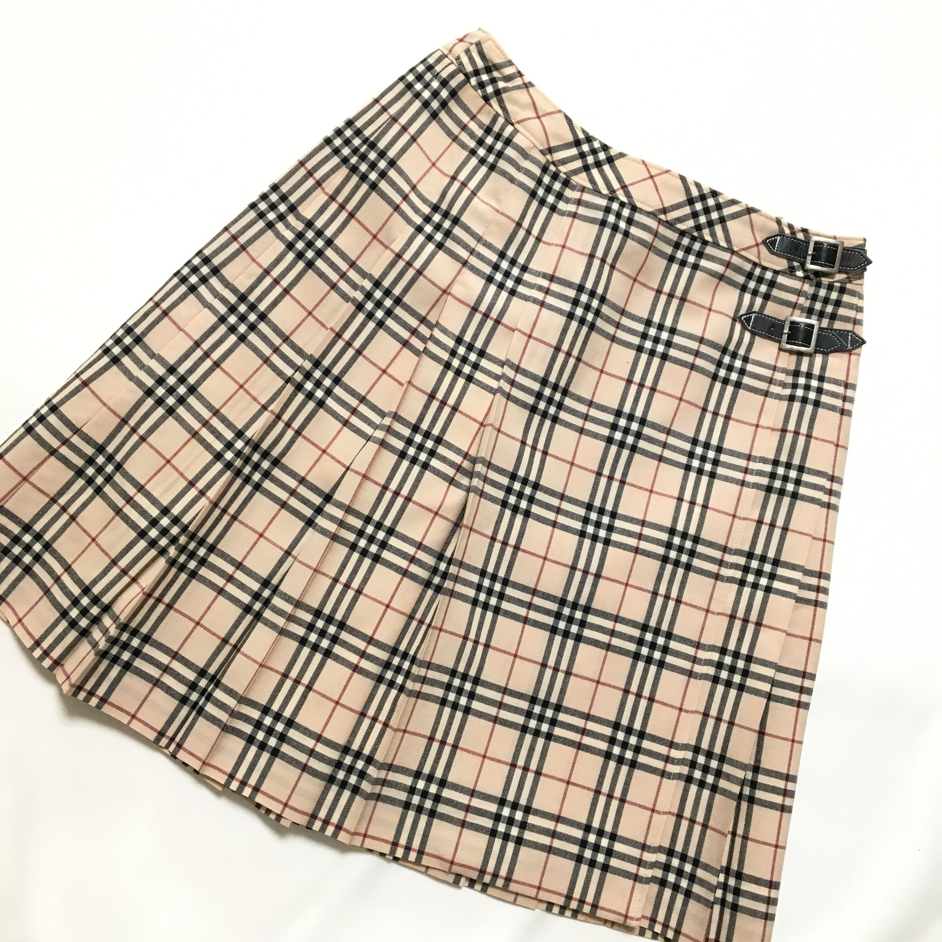 Burberry バーバリー スカート 18m 86cm プリーツ チェック コットンツイルスカート (サンドベージュ