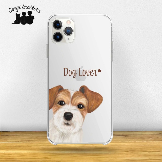 【 ジャックラッセルテリア 水彩画風 毛色1色 】　クリアソフトケース　犬　うちの子　iPhone & Android