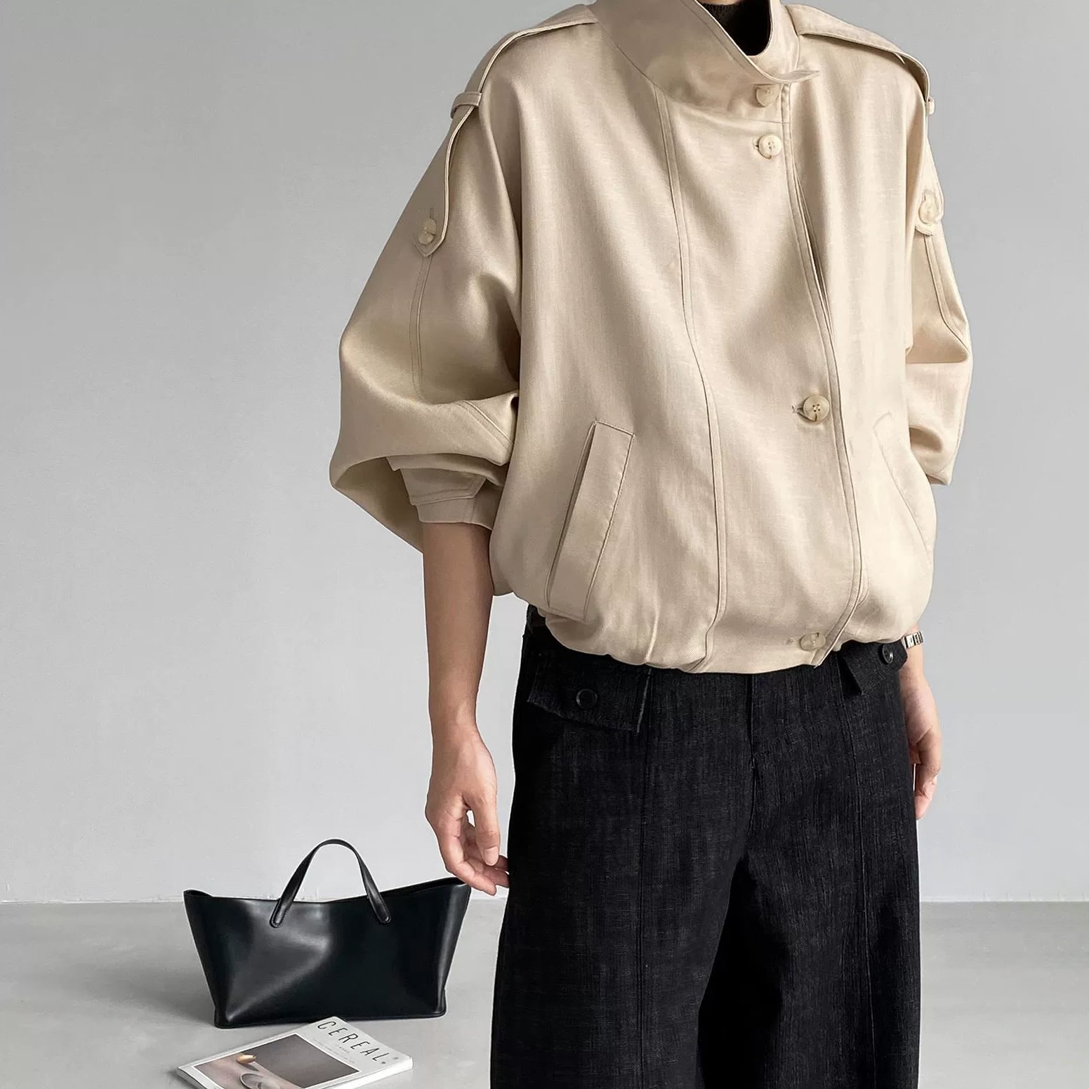 shoulder epaulet asymmetry jacket 14708