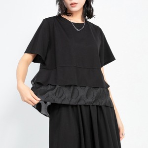 Layered Design Chiffon Short Sleeve Tiered Top       00093