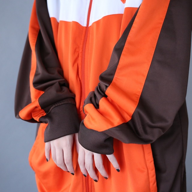 3-tone good coloring switching design XXL over silhouette track jacket