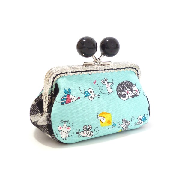 あめ玉 がま口小銭入れ 猫とネズミ コインケース 猫柄 財布 G601