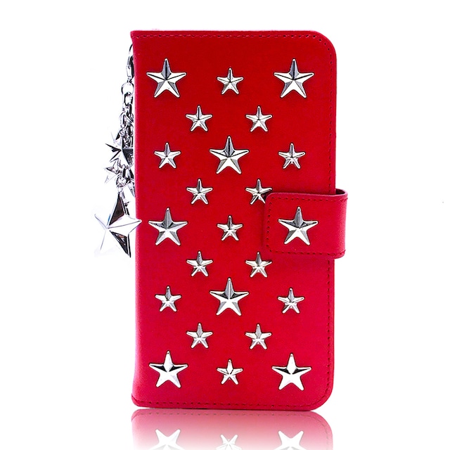 ENLA BY ENCHANTED.LA NOTEBOOKTYPE LEATHER STARS CASE FULLSTAR STAR CHARM / RED