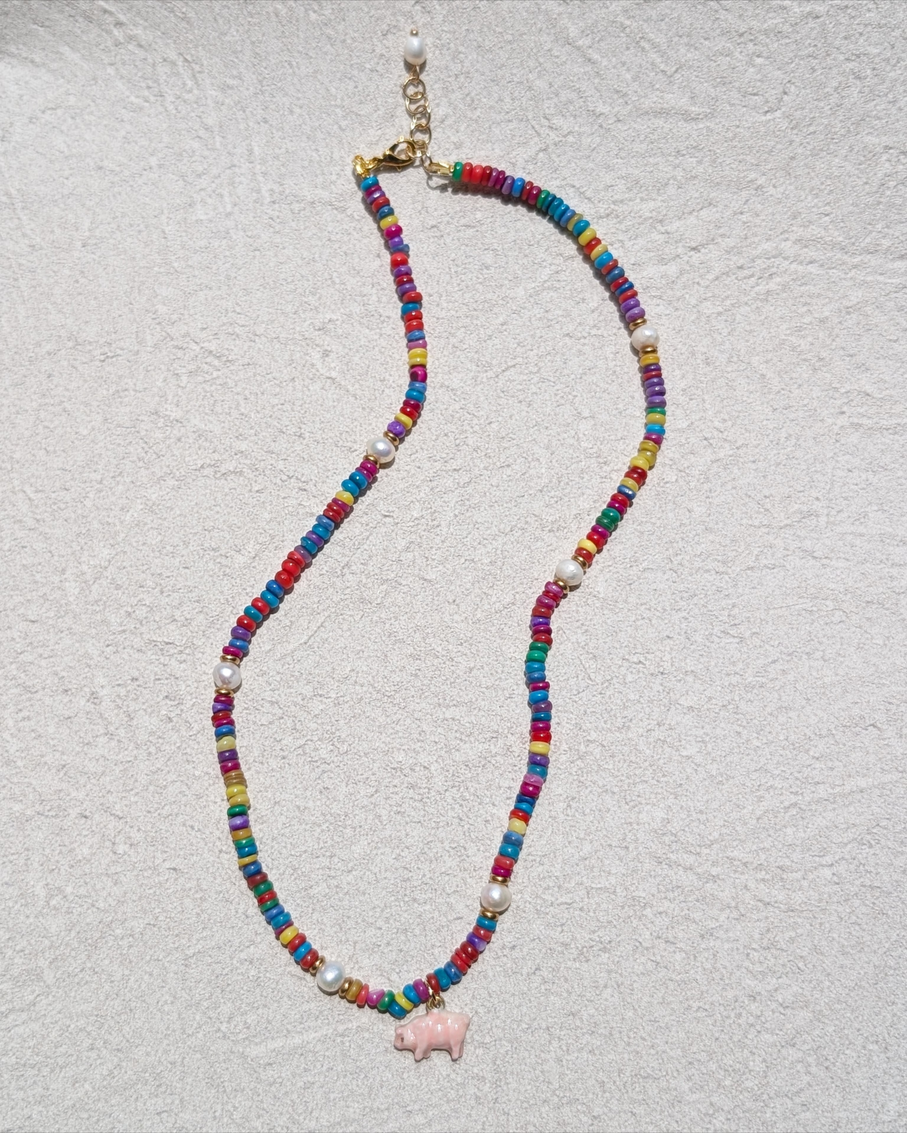 【labyrinthvintage】 PIG & beads necklace