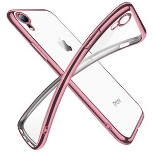 【特価処分】iPhone XR ケース クリア 透明 tpu シリコン メッキ加工 スリム 薄型 6.1インチ スマホケース 耐衝撃 黄変防止 一体型 人気 携帯カバー ピンク