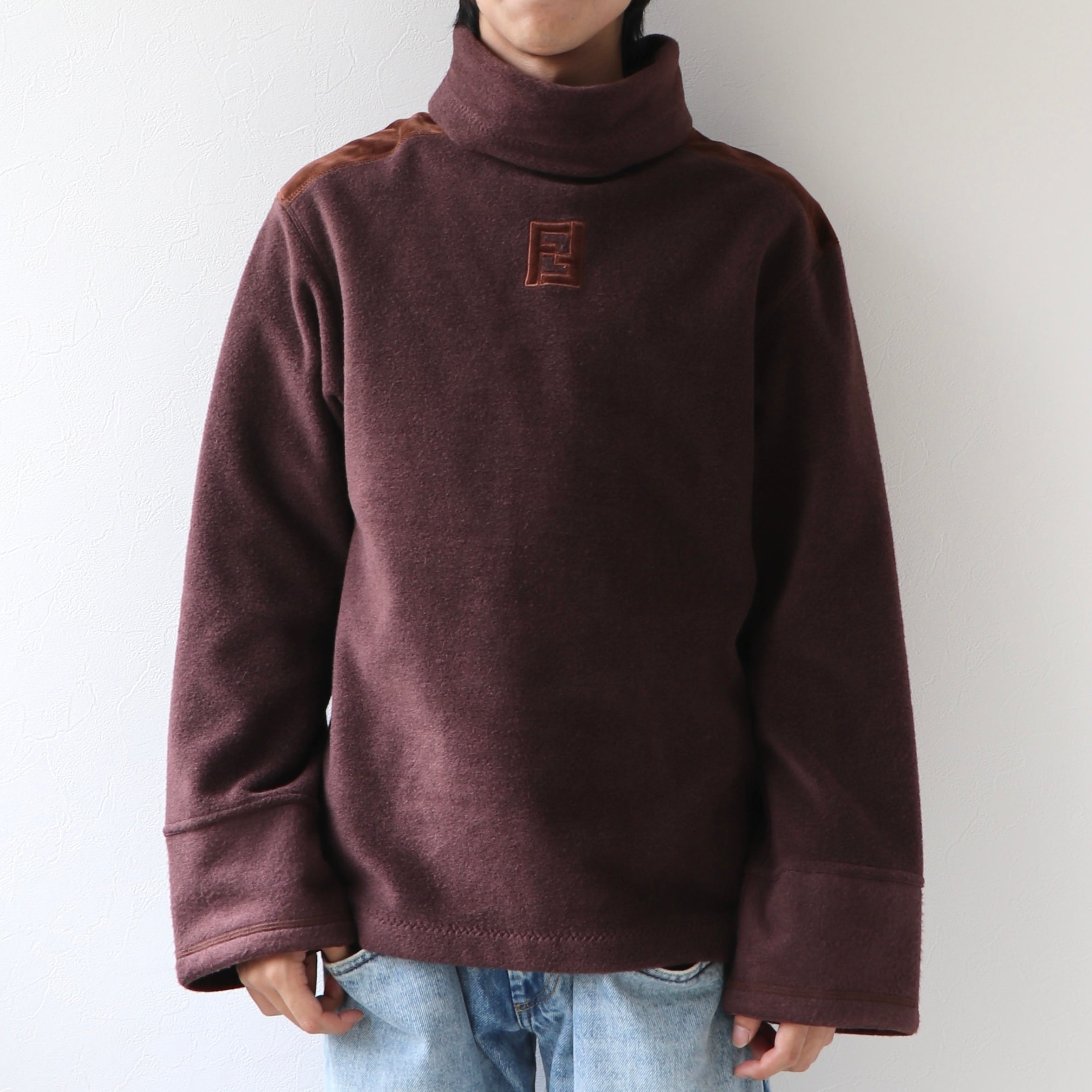 FENDI FFロゴフリース ハイネックカットソー ブラウン フェンディ