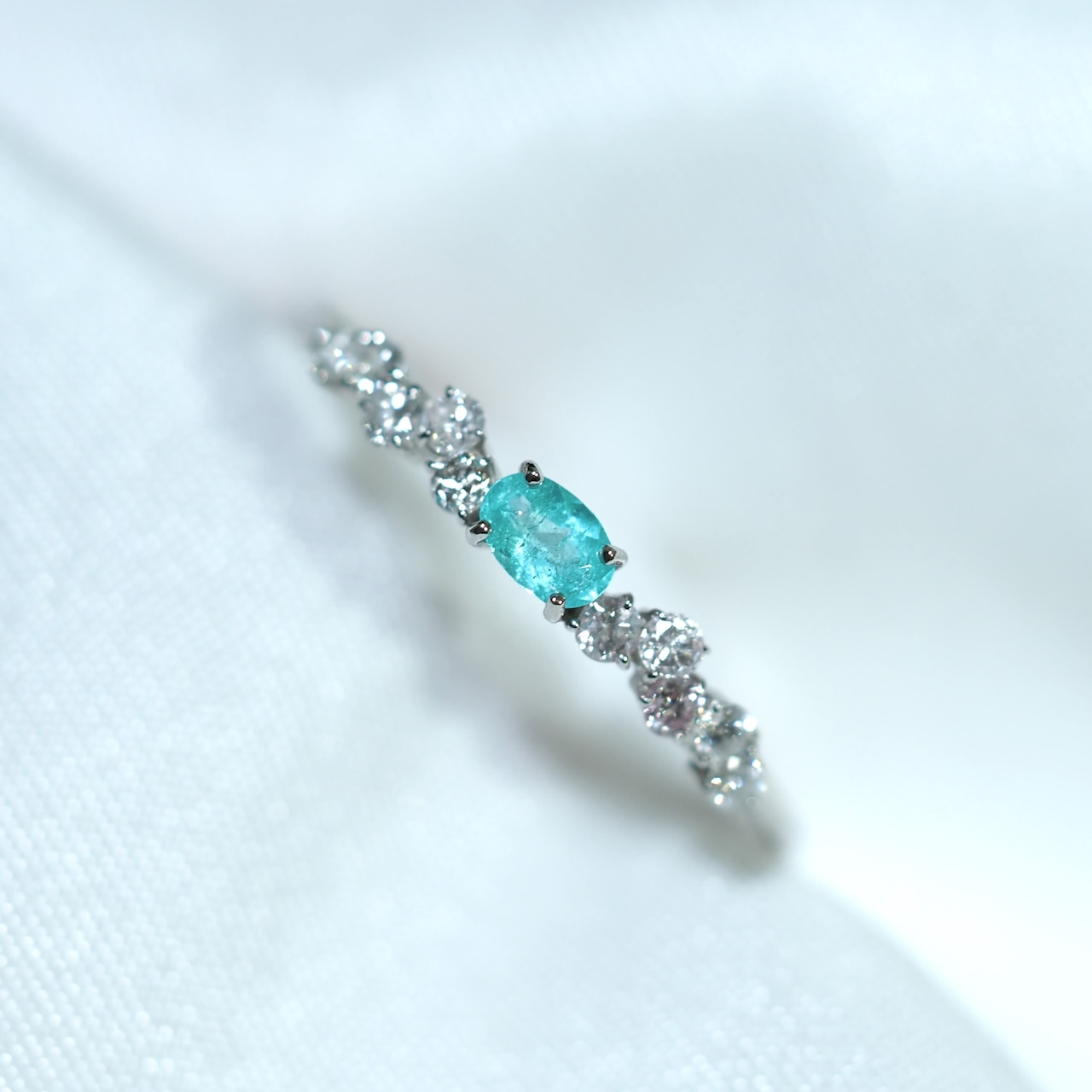 パライバトルマリン ブラジル産 リング 0.088ct D0.13ct pt900 Paraiba Tourmaline