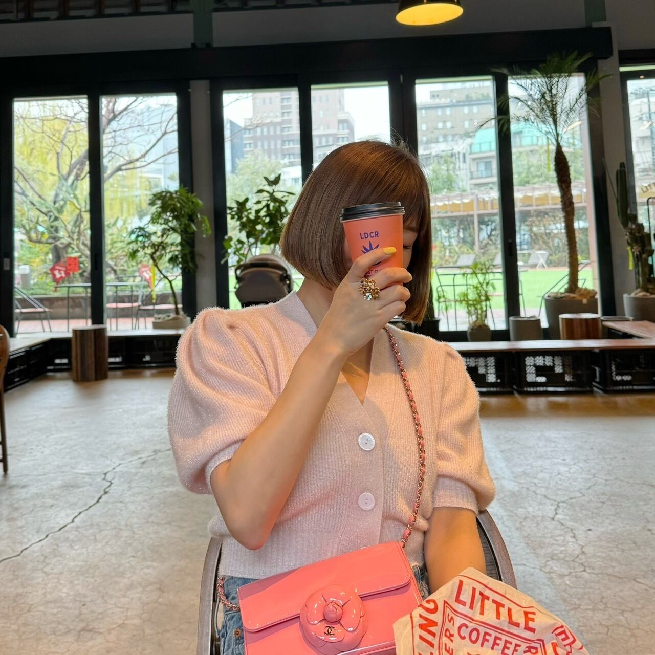 ラメカーディガン Clarisse ピンク | Cygne 