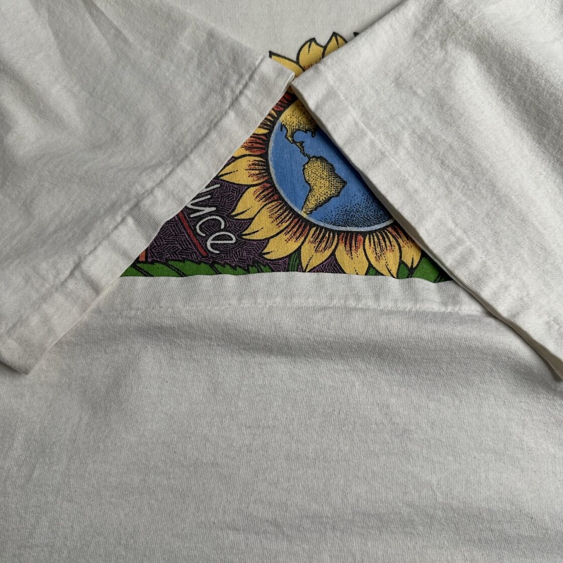90s USA製 Human-i-Tees シングルステッチ アート ひまわり 半袖 T 