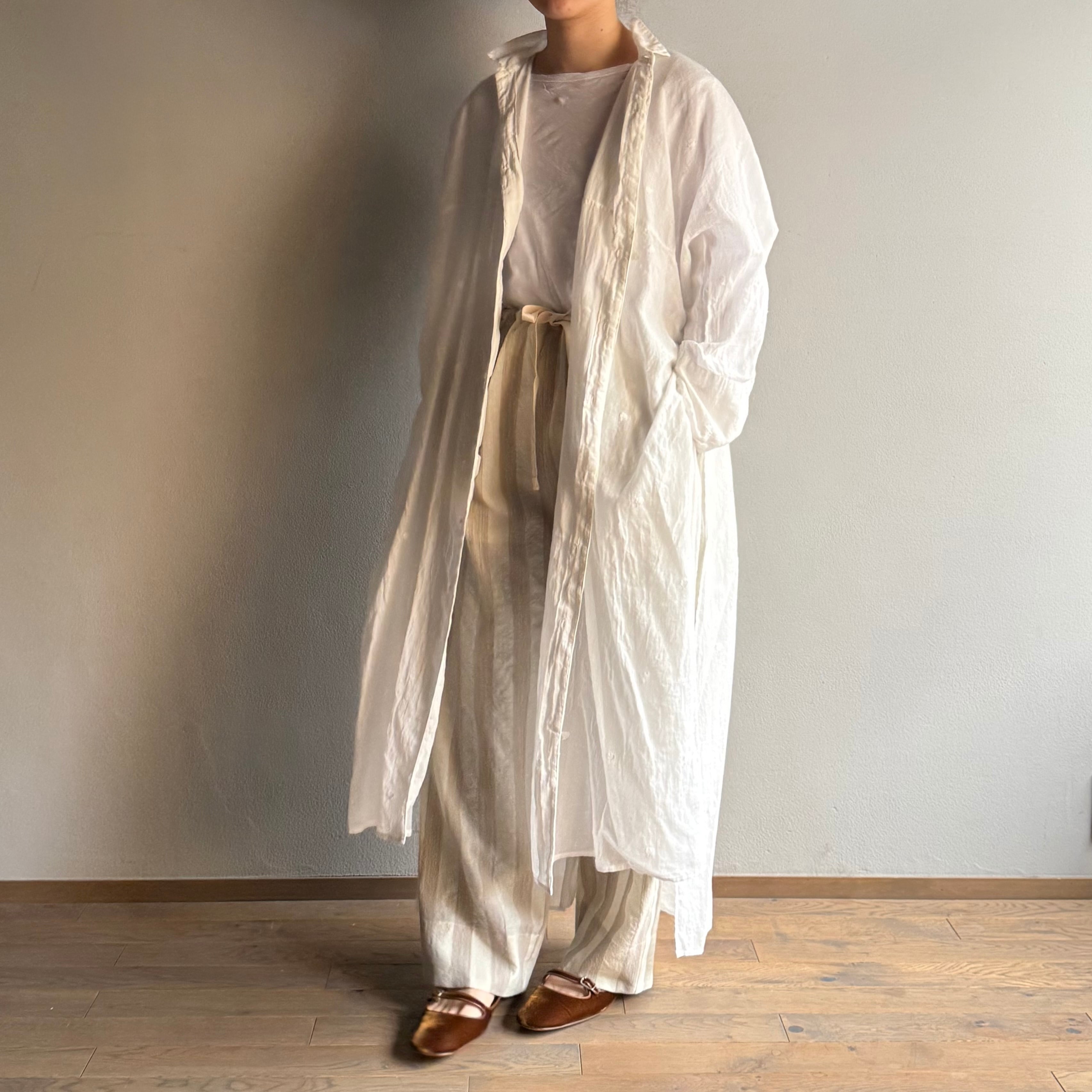 quitan/キタン “Aodai ”Long Shirt -Jamdani Heart /アオザイロングシャツ ジャムダニハート #6150059 White