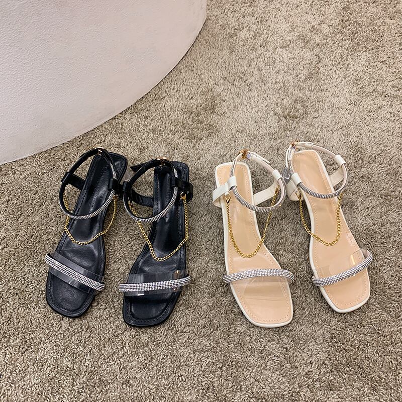 サンダルサマーバックルラインストーン 靴 シューズ 夏物 フェイクシューズ48345519179
