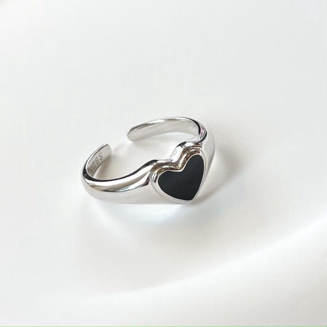 ブラックハート シルバーリング Silver925 | Import Silver925 