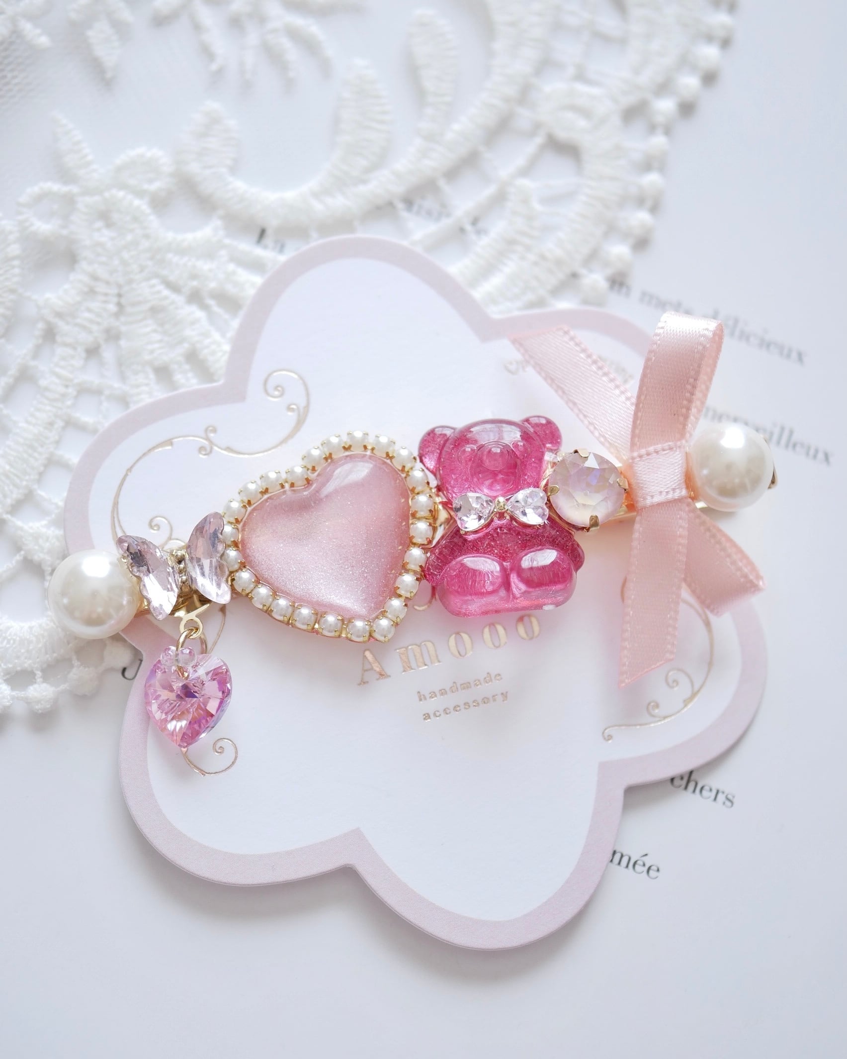 343 ジェリーハート×ベアガーリーヘアクリップ/バレッタ | Amooo