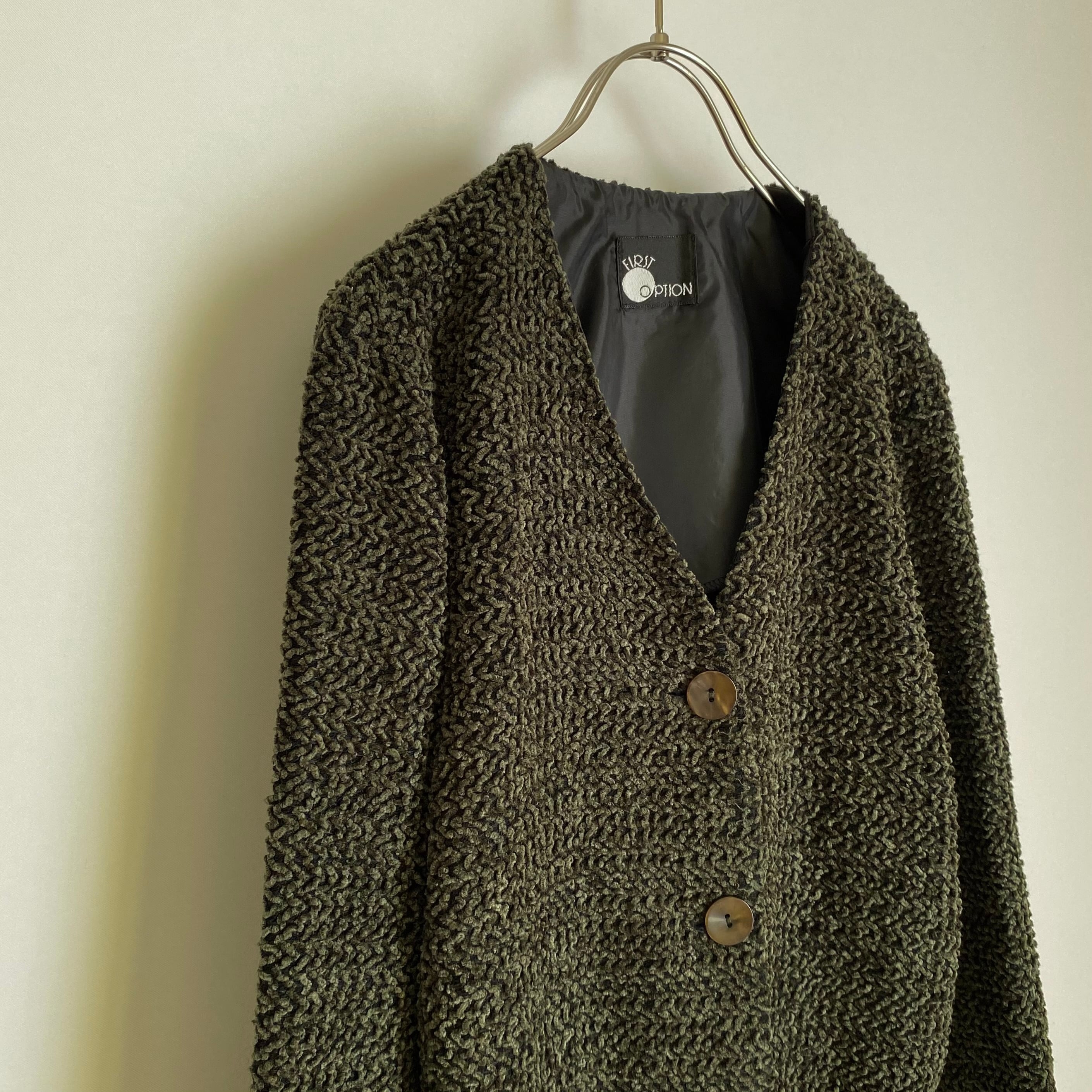 Vintage Euro retro dark green knit jacket レトロ ヨーロッパ
