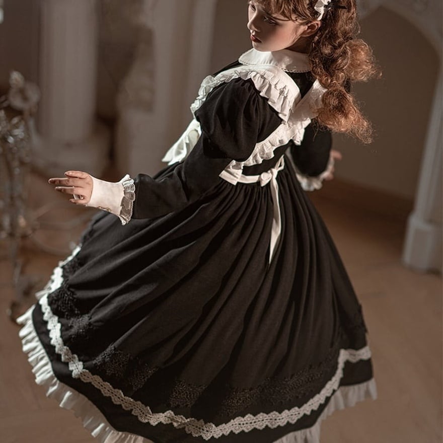 ロリータファッション メイド服 ロング クラシカル ヴィクトリアン風
