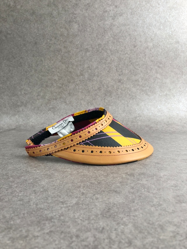 Christian Dior クリスチャン ディオール マルチカラー ジャガード サンバイザー ブラウン vintage ヴィンテージ オールド 77zcza
