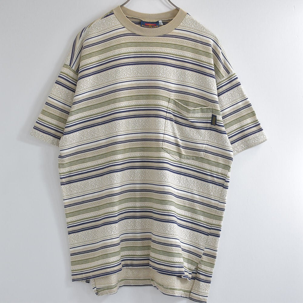 80s～ アメリカ製 BIOTRIBE ジャガードボーダー ポケット T