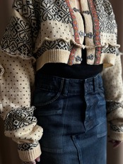 metal hook design embroidery remake knit cardigan-4471-12