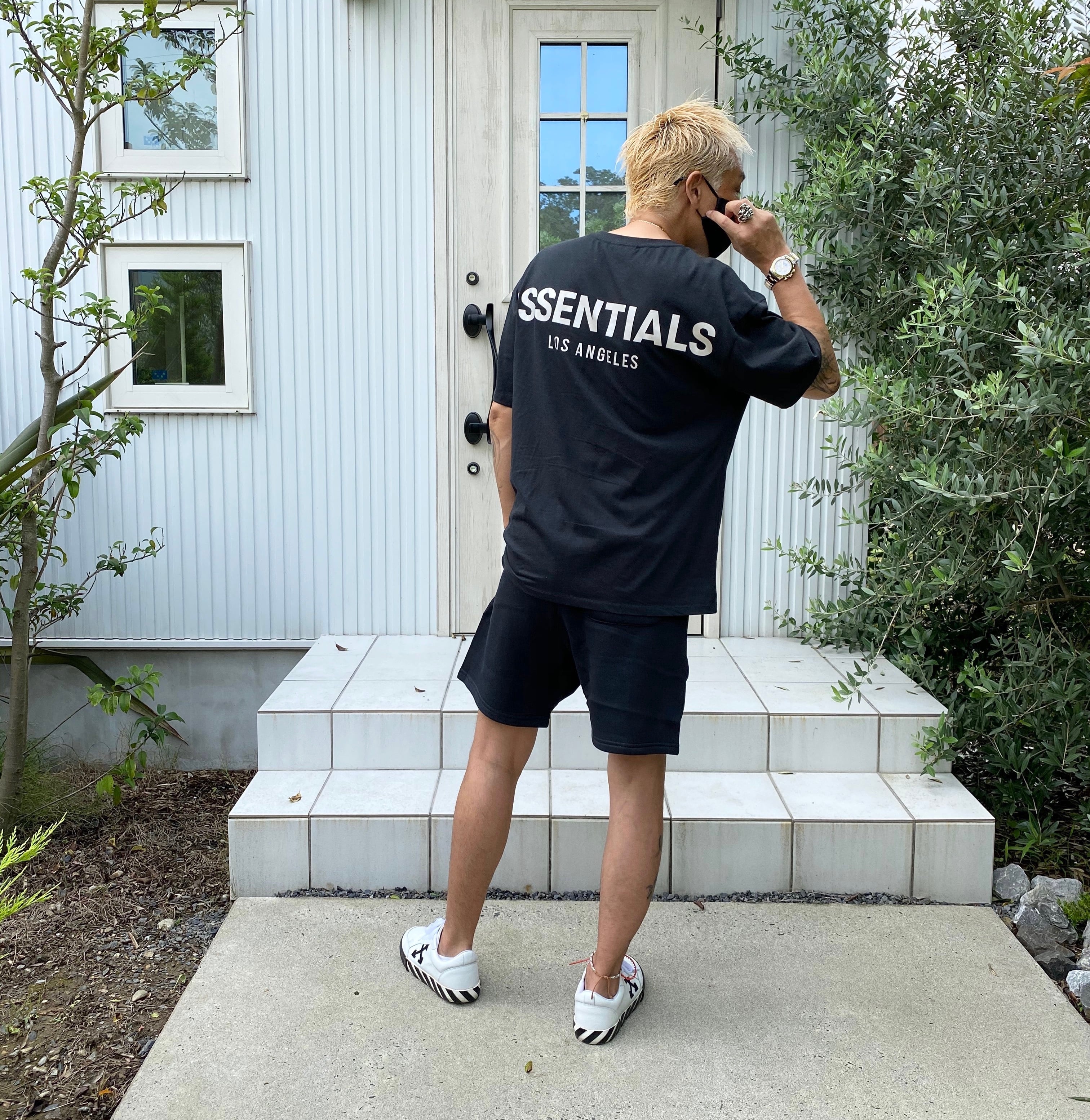 ESSENTIALSエッセンシャルズリフレクターロゴスウェットハーフパンツ