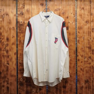 90s ralphlauren 長袖 シャツ XL/スペシャル og オリジナル ラルフローレン バックプリント pwing ウイングフット