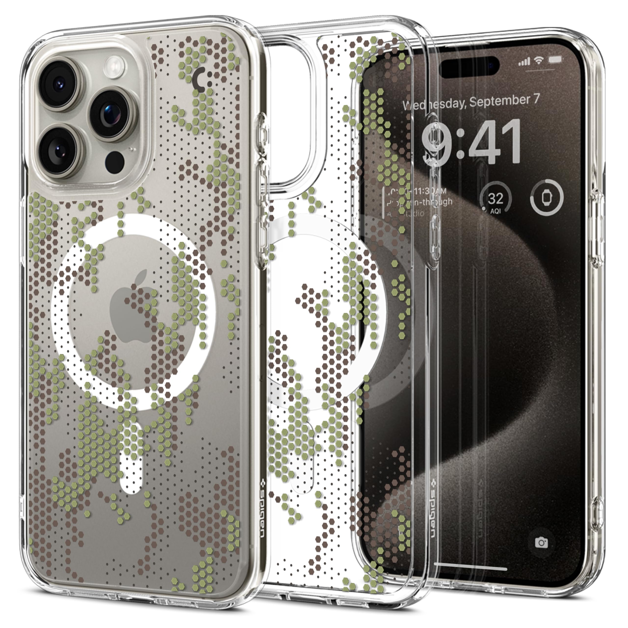 Spigen 【創業18年の技術力】 iPhone 15 Pro Max ケース クリア MagSafe対応 耐衝撃 ストラップホール 黄変防止 バンパー 米軍MIL規格 ウルトラ・ハイブリッド・マグフィット ACS07774 (デジタル・カモ)