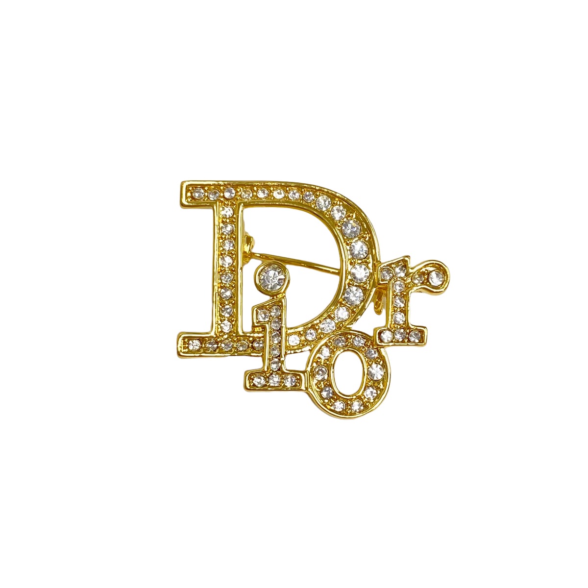 Christian Dior ディオール ロゴ ブローチ ゴールド アクセサリー 8064