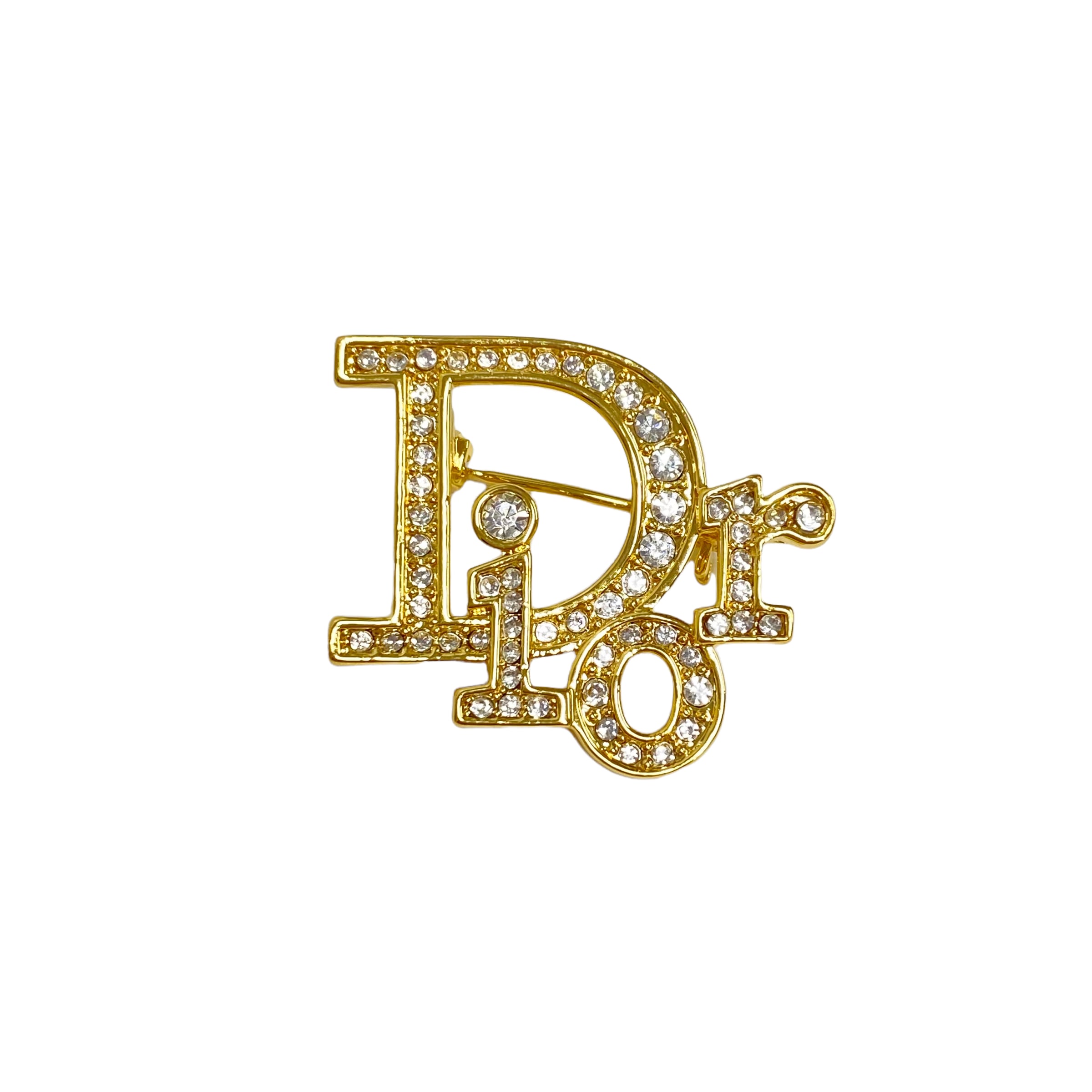 Christian Dior ディオール ロゴ ブローチ ゴールド アクセサリー 8064