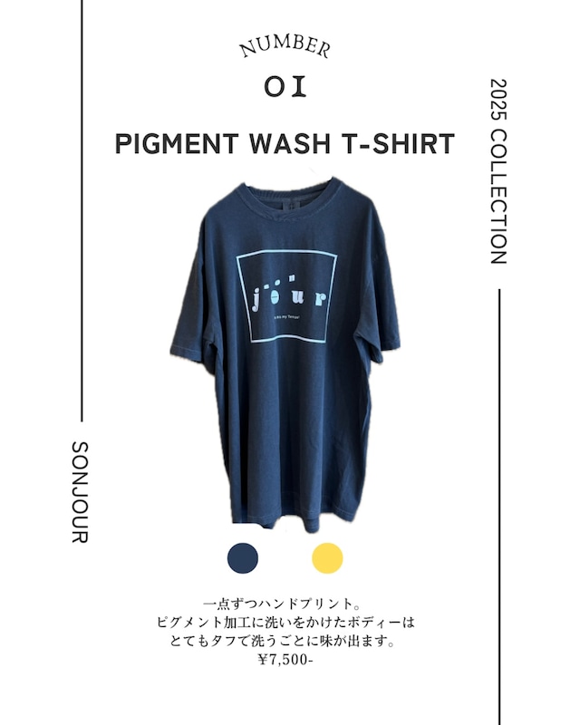 sonjour PIGMENT WASH T-shirt <BLACK × WHITE>