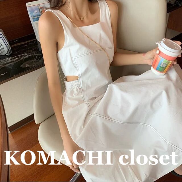 【送料無料】 ワンピース サスペンダーワンピース カジュアルワンピース おしゃれ ウエストカット ミドル丈 ノースリーブ ハイウエスト スリム 細身 韓国 レディース かわいい 可愛い キュート 大人可愛い 大人女子 シンプル きれいめ 大人 気品 上品 おしゃれ お洒落 こなれ感 きちんと 大人女子 クール エレガント フェミニン S M L ホワイト ブラック 夏 オルチャン 10代 20代 30代 デート 休日 普段使い コーデ トレンド 美脚 脚長 インスタ映え