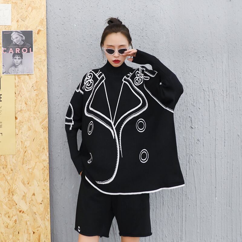 Flowerデザイン プルオーバー レディースオータムウィンタースタイルセーター トップス ロング 大きめサイズ 秋物 冬物 フラワーデザイン ラブタオタオダレンハウス23577221867