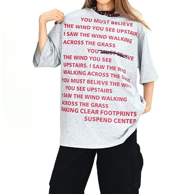 ポップレタリングプリントルーズフィットTシャツ 2col   R01894