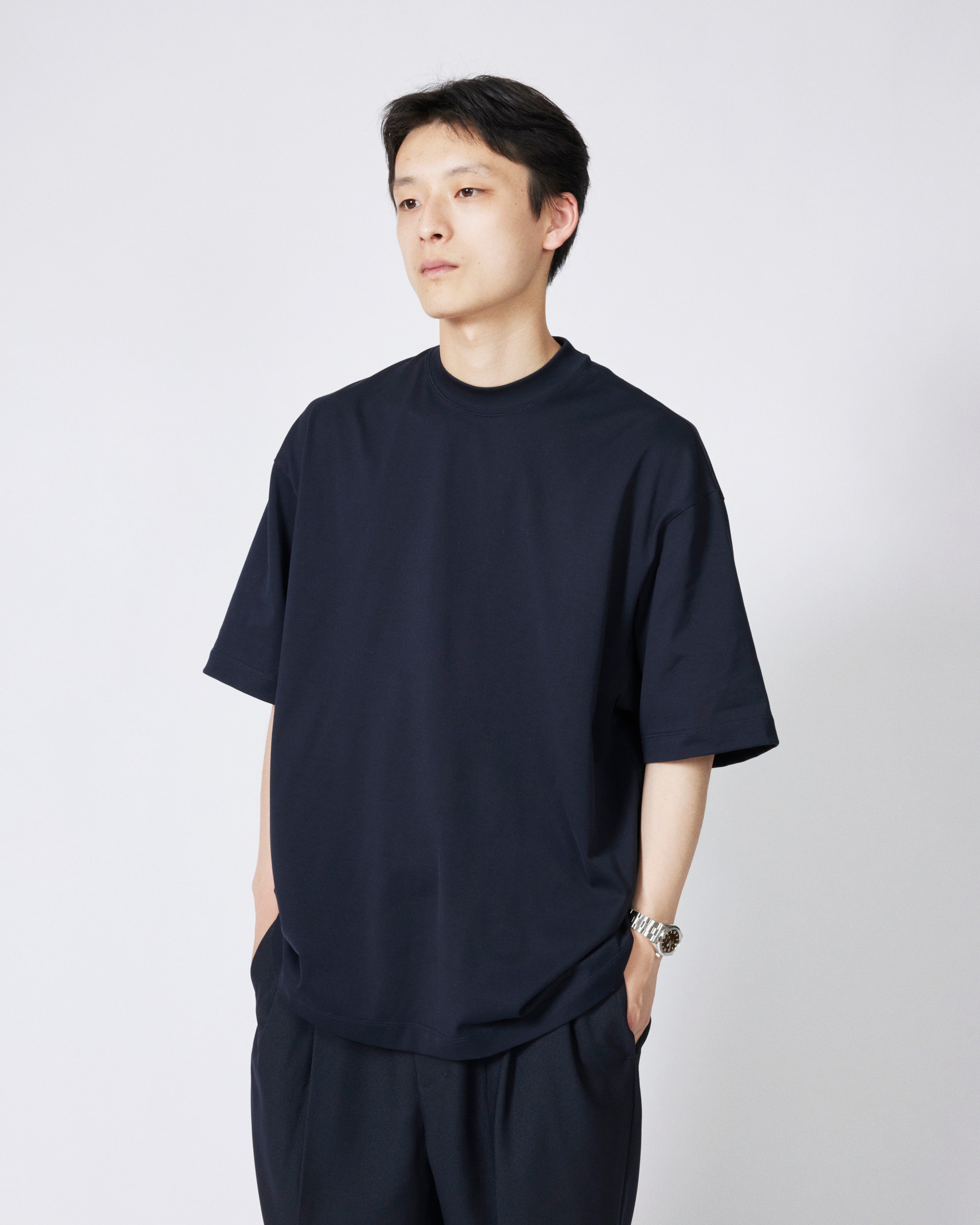 everyone luxury cotton short sleeve tee shirt (NAVY) | everyone