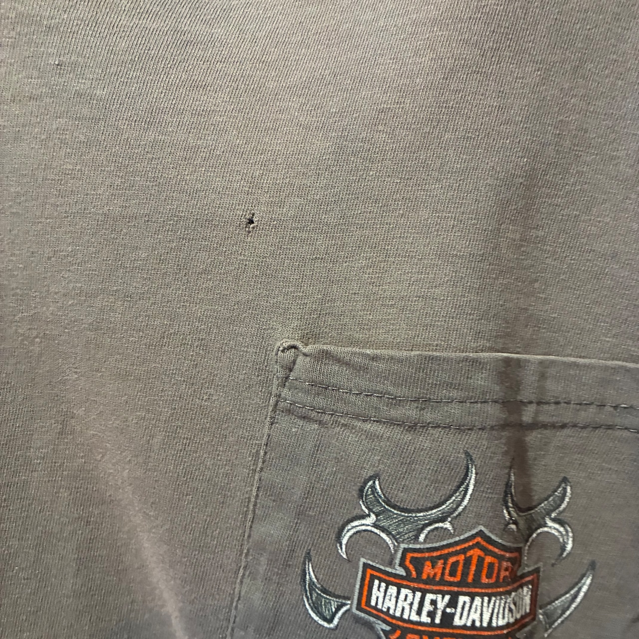 USA製 HARLEY-DAVIDSON T-shirt ハーレーダビッドソン ポケットTシャツ アメリカ製 グレー