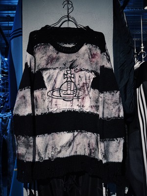 "vivid notes"Orb graphic design damage knit