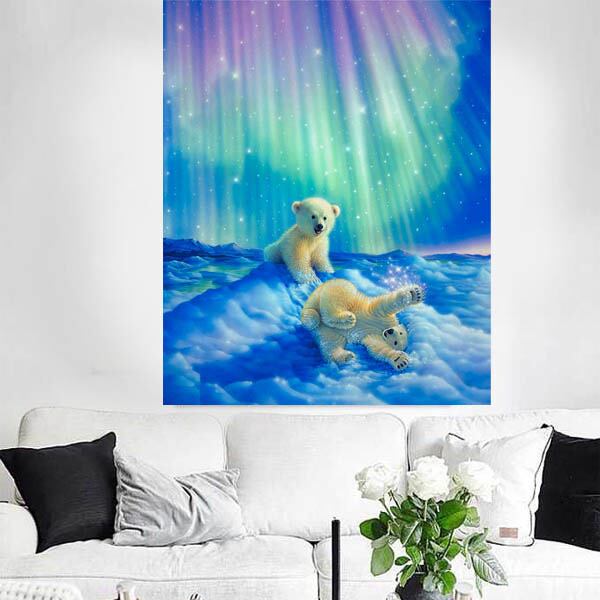 絵画 アートポスター 白熊の親子オーロラ 絵画 アートポスター 白熊の親子オーロラ 【公式通販】