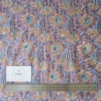 ブロックプリント生地【50cm単位】インド綿 花柄 くすみパープル #41282-PR1