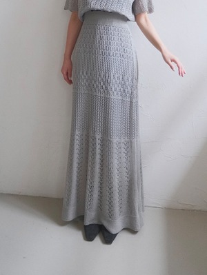 Sheer Pattern Crochet Skirt / GRAY