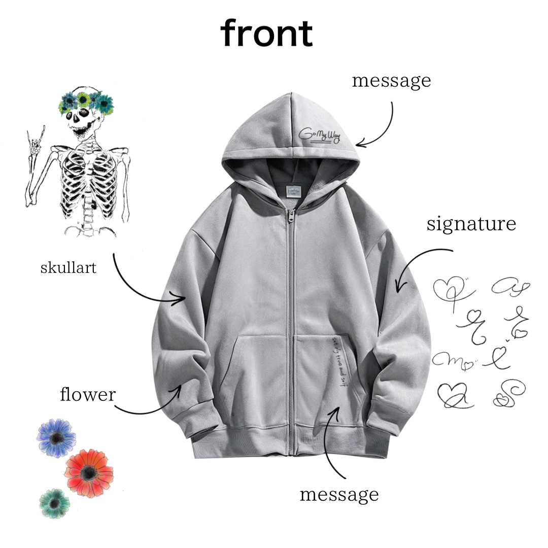 Kinmedai graffiti× Primaras Collaborationダブルジップアップパーカー/gray