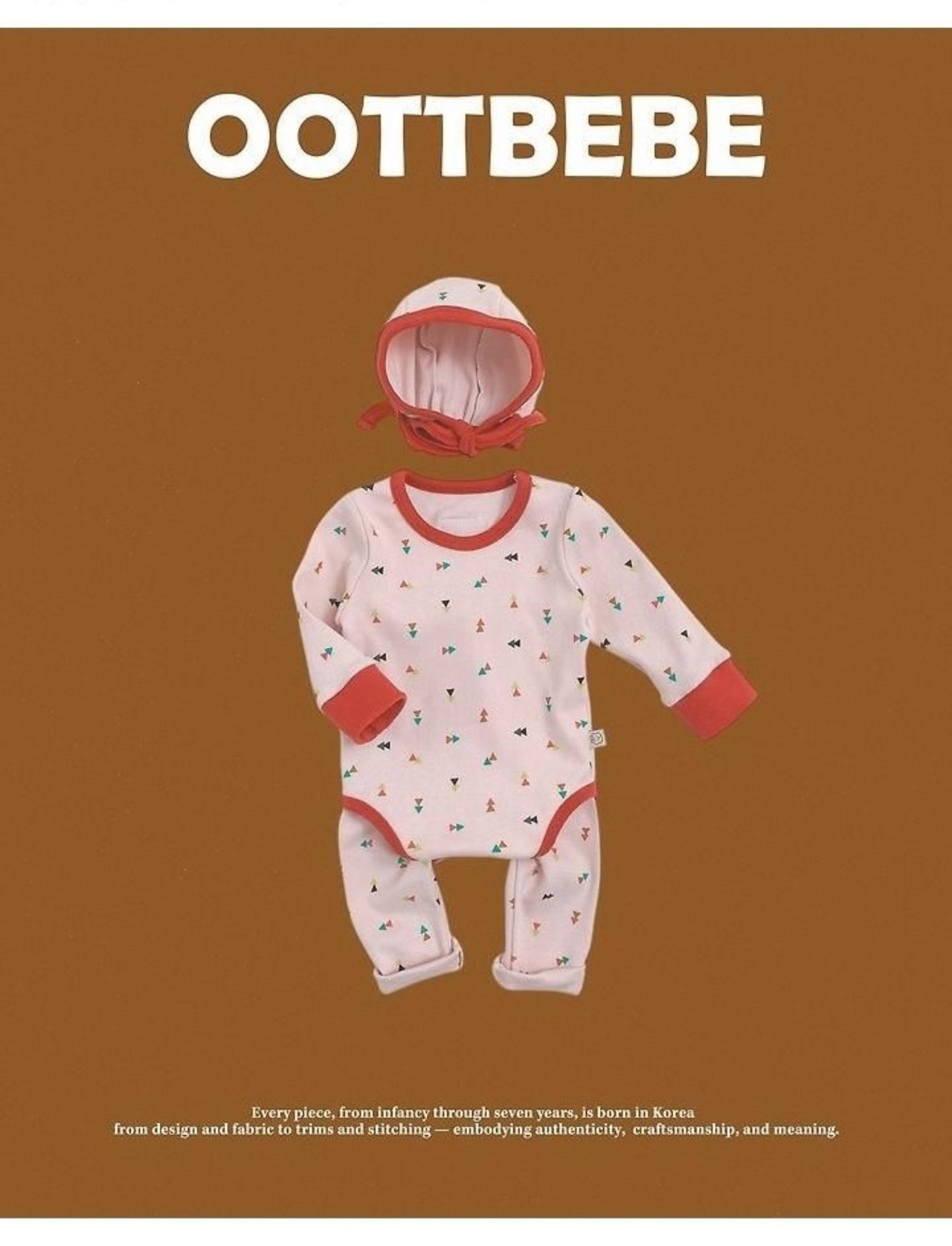 韓国子供服 / 26winter / oottbebe / さんかくしかくベビースーツ(ボンネットセット) / ベビー / 冬服 *S~M*