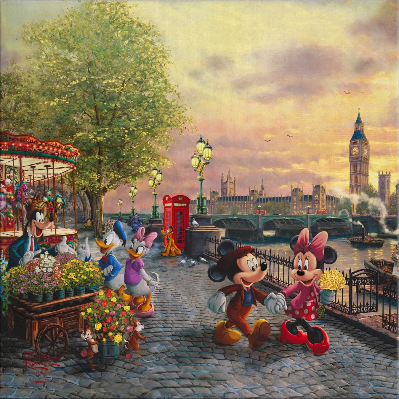 ディズニー絵画 ミッキー＆ミニー/イン ロンドン 展示用フック付 