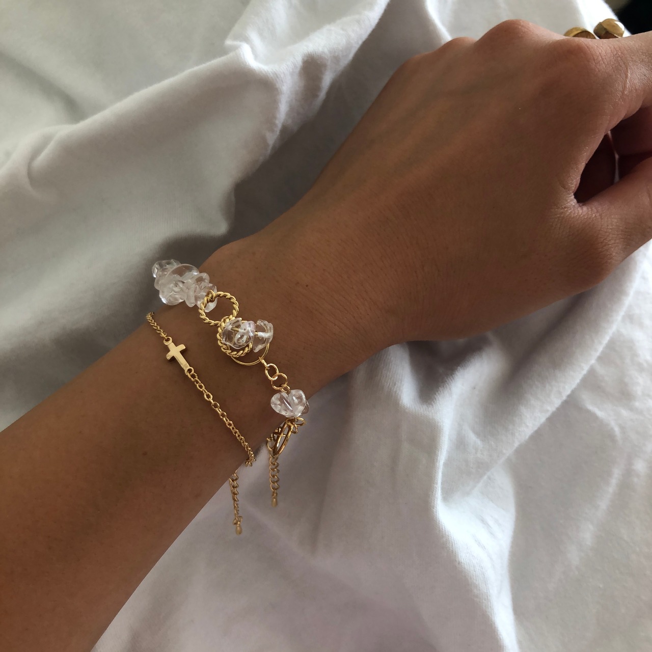 【全2色】クロスブレスレット［gold / silver］