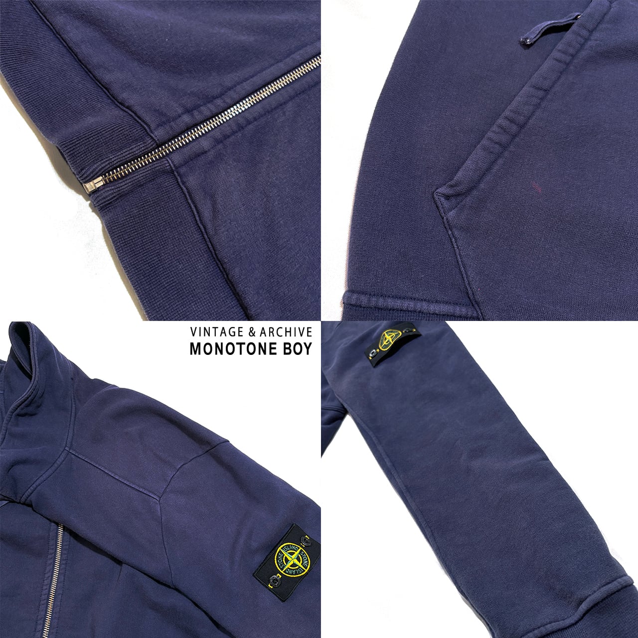 ストーンアイランド デュアルプラケット ジップスウェット ネイビー S 15AW ストーンアイランド デュアルプラケット ジップスウェット ネイビー S