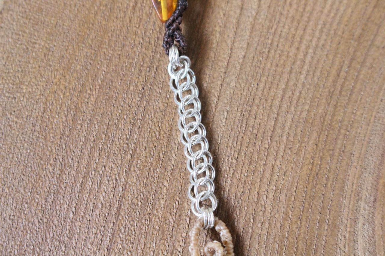 Garden quartz  silverwire micromacrame design necklace