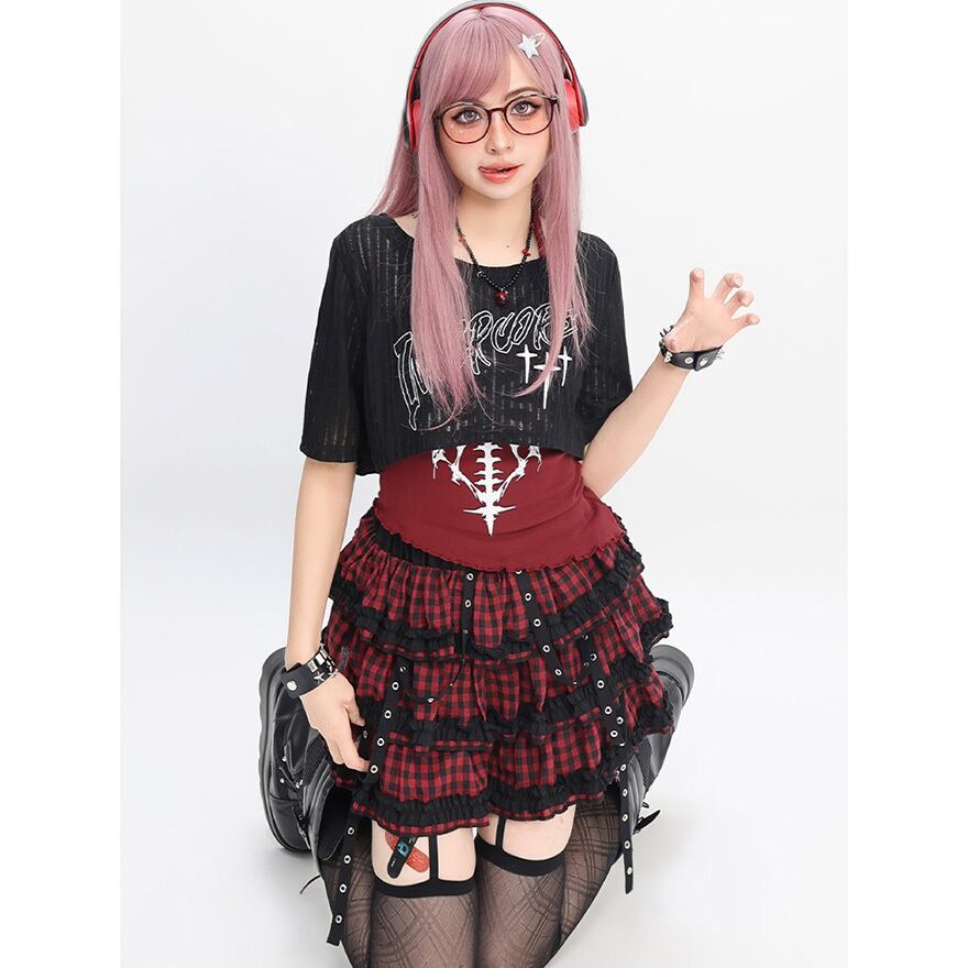 地雷系 チェック柄ミニスカート 甘辛MIX×参戦服向け｜WithU | ゴスロリ