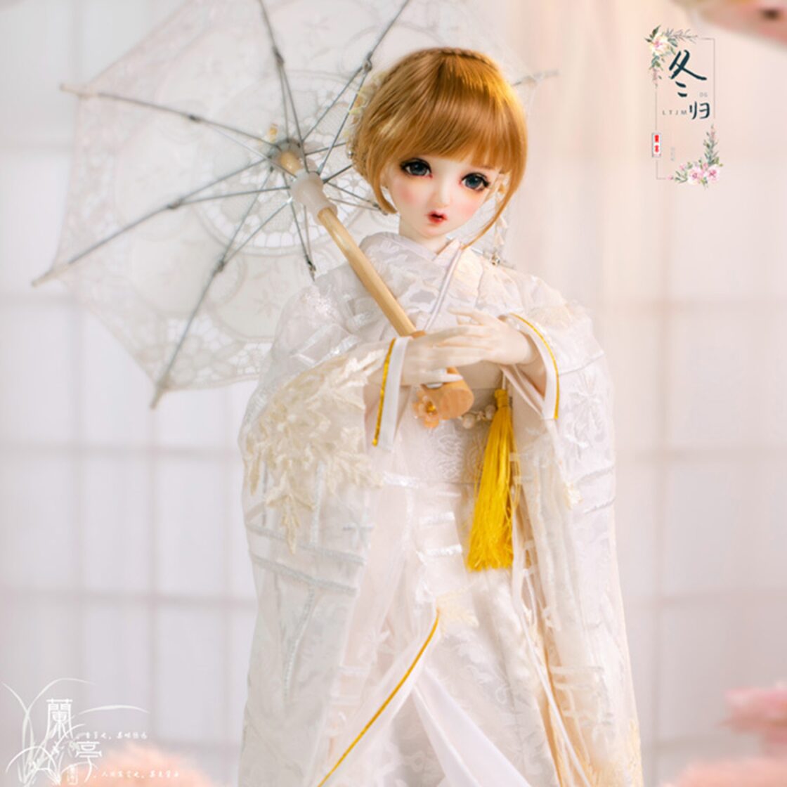 ドール用衣装 着物 ホワイト 花嫁 70+cm/70cm/SD17サイズ人形用/LTJM 