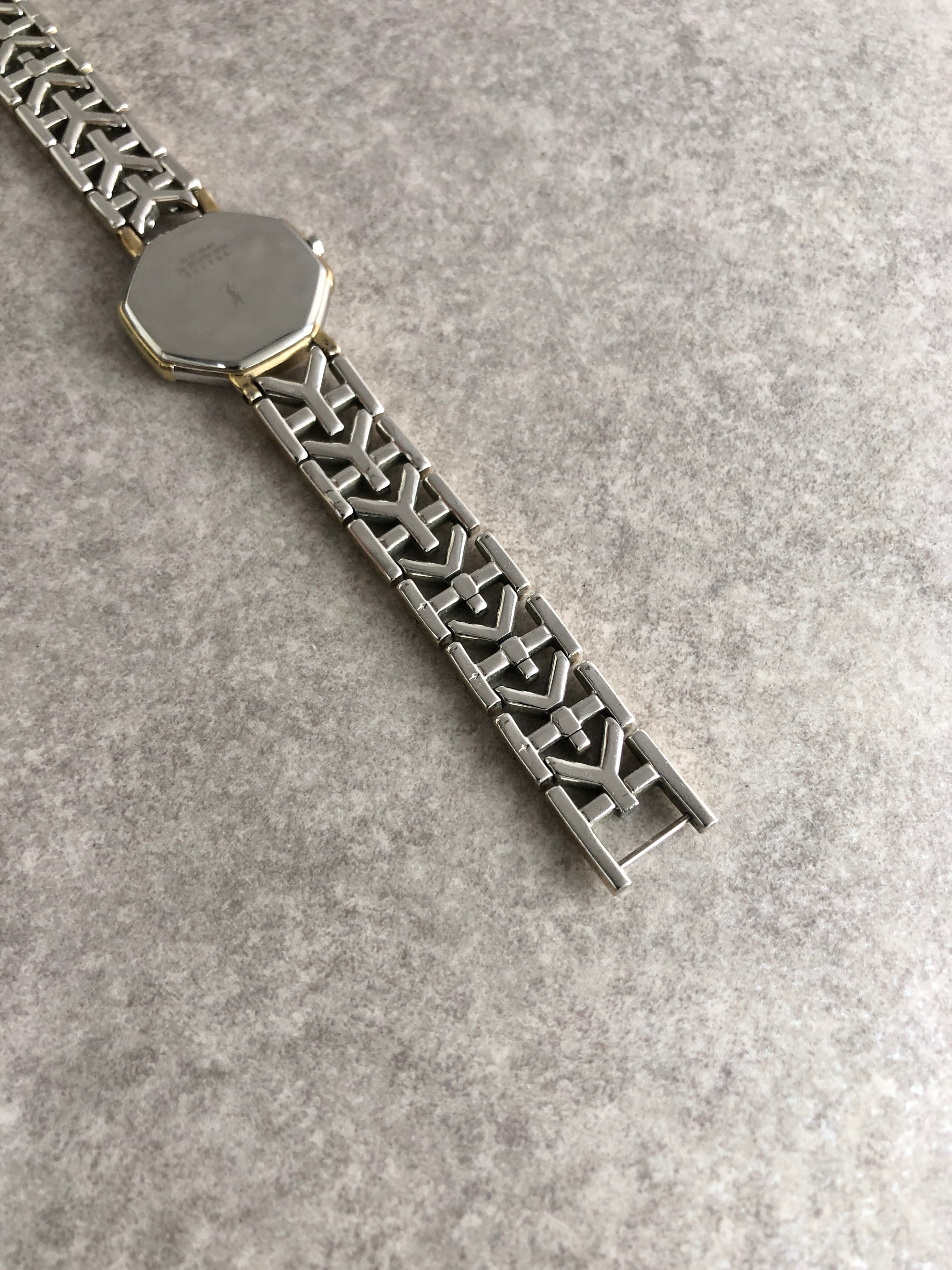 稼動品　YSL イヴサンローラン　オクタゴン　グレー文字盤　ゴールド　腕時計 Yves Saint Laurent イヴ・サンローラン 腕時計 ゴールド YSL